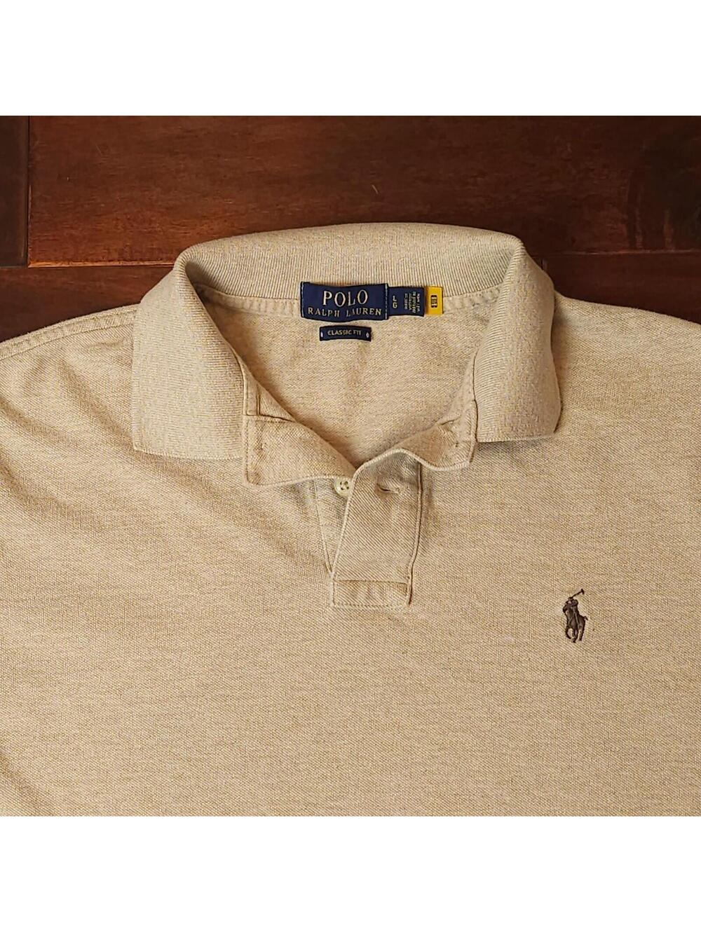 Polo Ralph Lauren Oatmeal Tan Classic Fit Mesh Short Sleeve Shirt Men's Size L